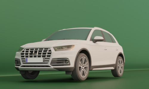Ein Weißer Geländewagen von Audi auf grünem Grund